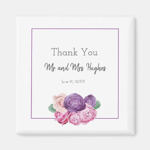 Ultra violet and pink Roses wedding thank you Magnet