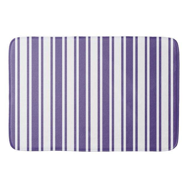 Ultra violet and white candy stripes bath mat (Front)