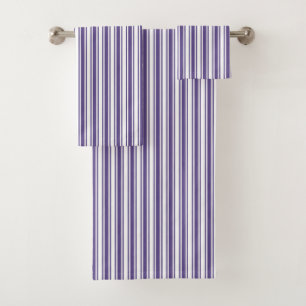 Ultra violet and white candy stripes bath towel set