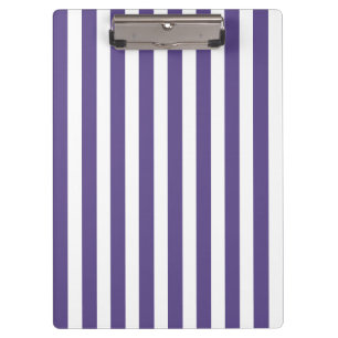 Ultra violet and white candy stripes clipboard