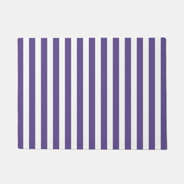Ultra violet and white candy stripes doormat (Front)