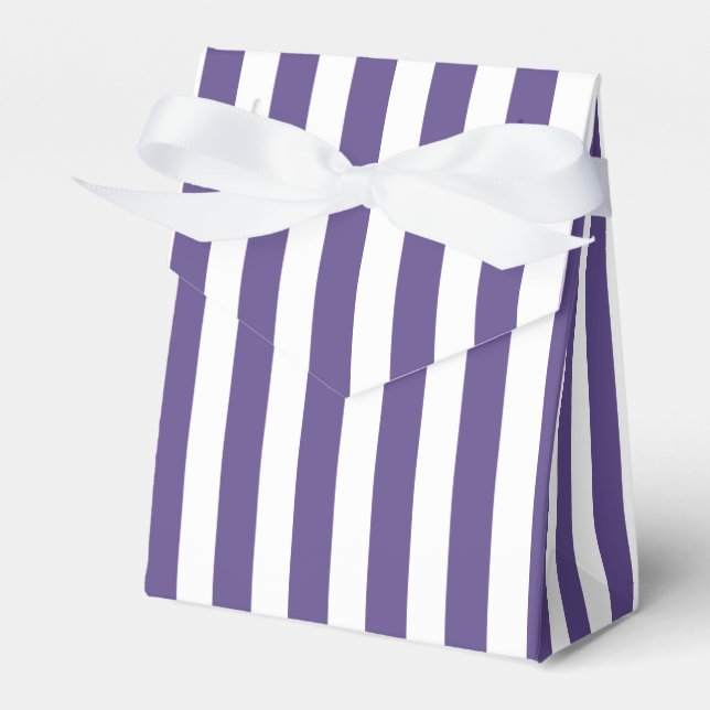 Ultra violet and white candy stripes favour box (Front Side)