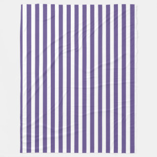Ultra violet and white candy stripes fleece blanket