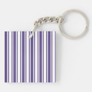 Ultra violet and white candy stripes key ring