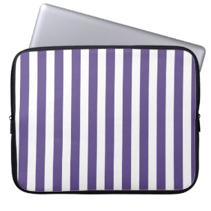 Ultra violet and white candy stripes laptop sleeve