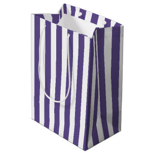 Ultra violet and white candy stripes medium gift bag