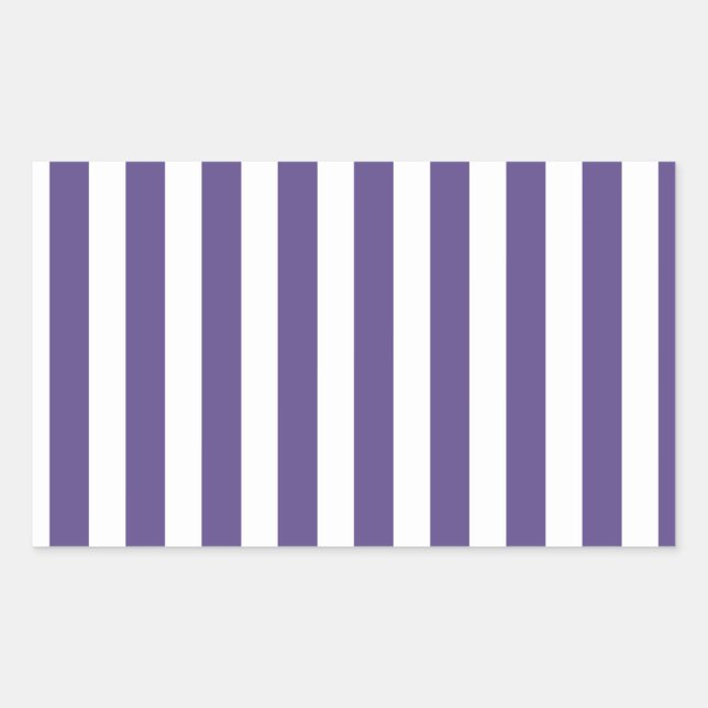 Ultra violet and white candy stripes rectangular sticker (Front)