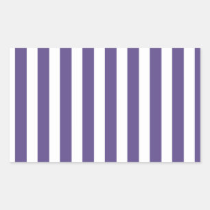 Ultra violet and white candy stripes rectangular sticker