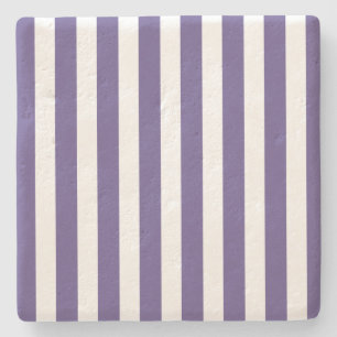 Ultra violet and white candy stripes stone coaster