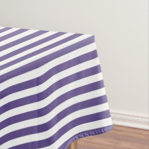 Ultra violet and white candy stripes tablecloth