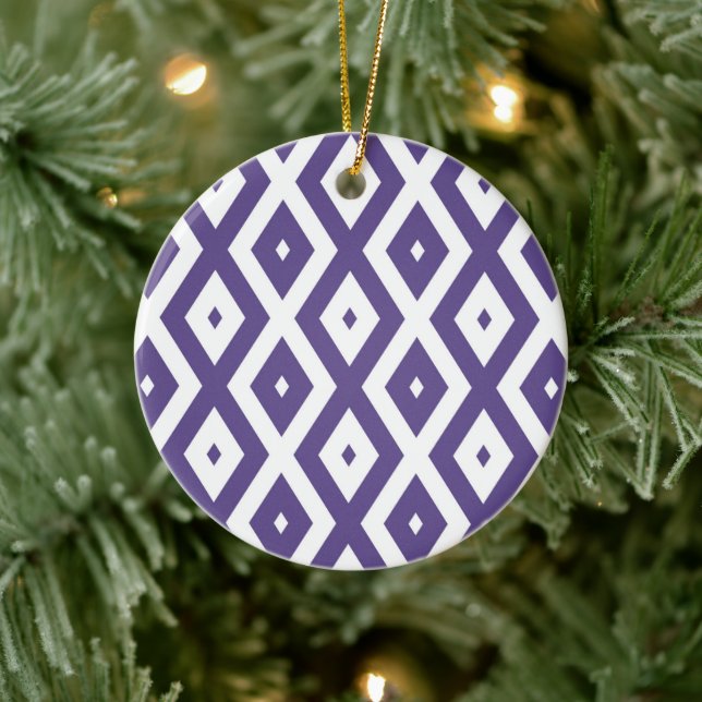 Ultra violet and white diamond pattern ceramic ornament (Tree)
