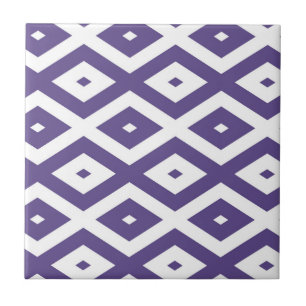 Ultra violet and white diamond pattern ceramic tile