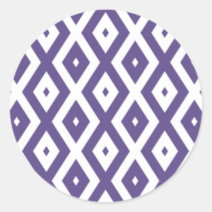 Ultra violet and white diamond pattern classic round sticker