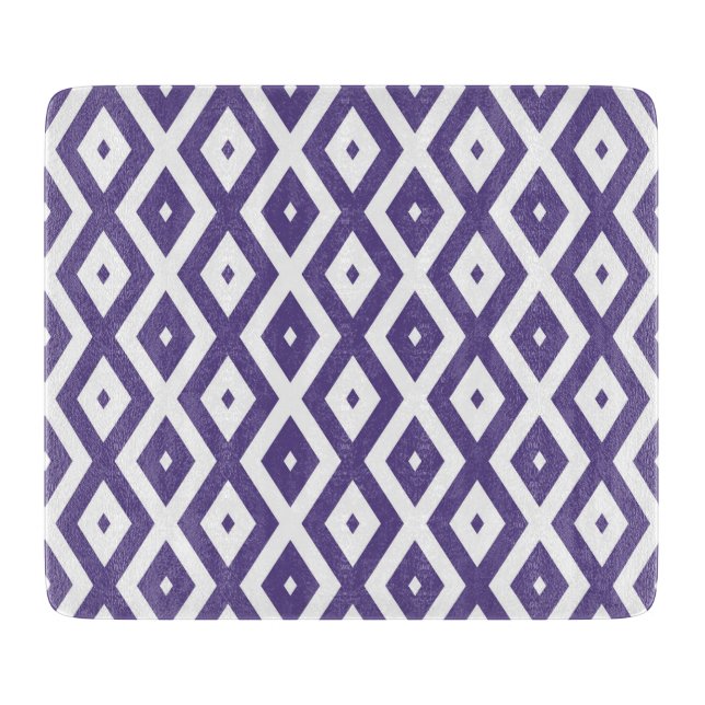 Ultra violet and white diamond pattern cutting board (Front)