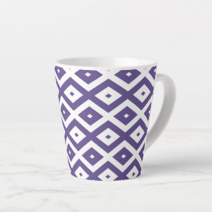 Ultra violet and white diamond pattern latte mug