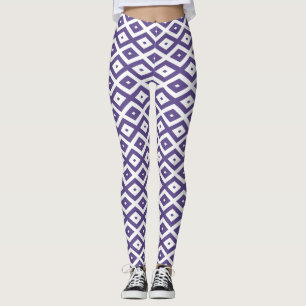 Ultra violet and white diamond pattern leggings
