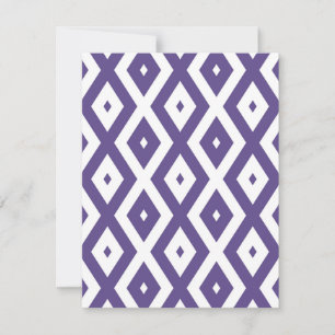 Ultra violet and white diamond pattern RSVP card