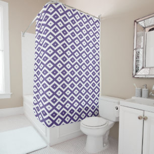Ultra violet and white diamond pattern shower curtain