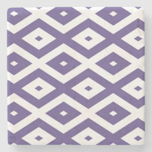 Ultra violet and white diamond pattern stone coaster