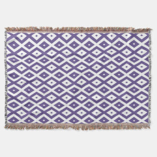 Ultra violet and white diamond pattern throw blanket