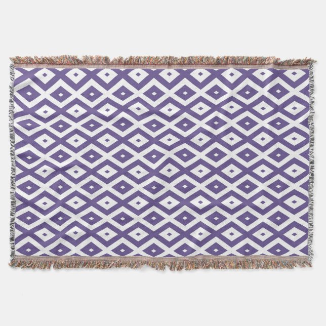 Ultra violet and white diamond pattern throw blanket (Front)