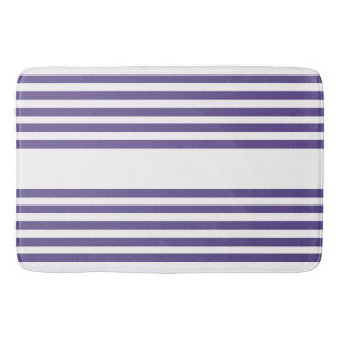 Ultra violet and white five stripe pattern bath mat