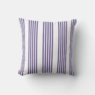 Ultra violet and white five stripe pattern cushion