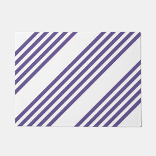 Ultra violet and white five stripe pattern doormat