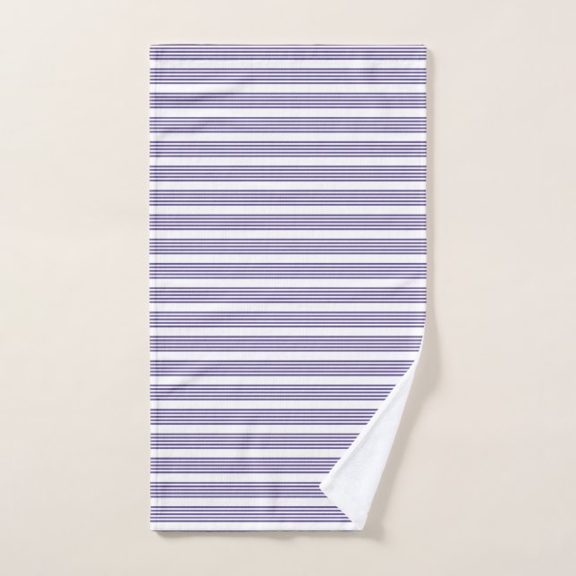 Ultra violet and white five stripe pattern hand towel (Hand Towel)