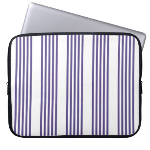 Ultra violet and white five stripe pattern laptop sleeve