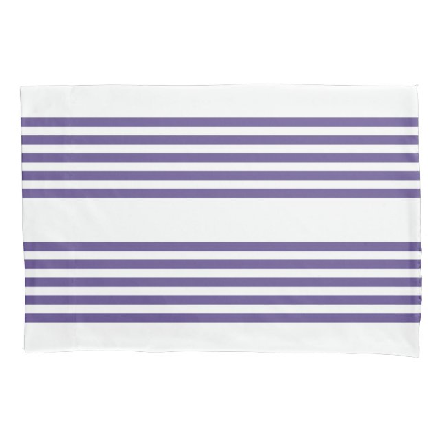 Ultra violet and white five stripe pattern pillowcase (Front)