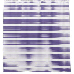 Ultra violet and white five stripe pattern shower curtain