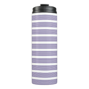Ultra violet and white five stripe pattern thermal tumbler