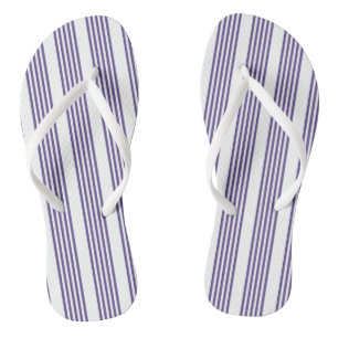 Ultra violet and white five stripe pattern thongs