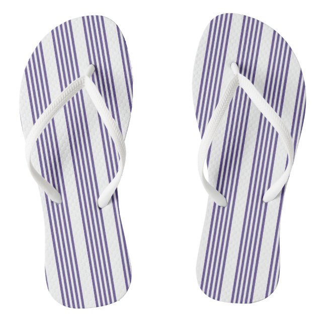 Ultra violet and white five stripe pattern thongs (Footbed)