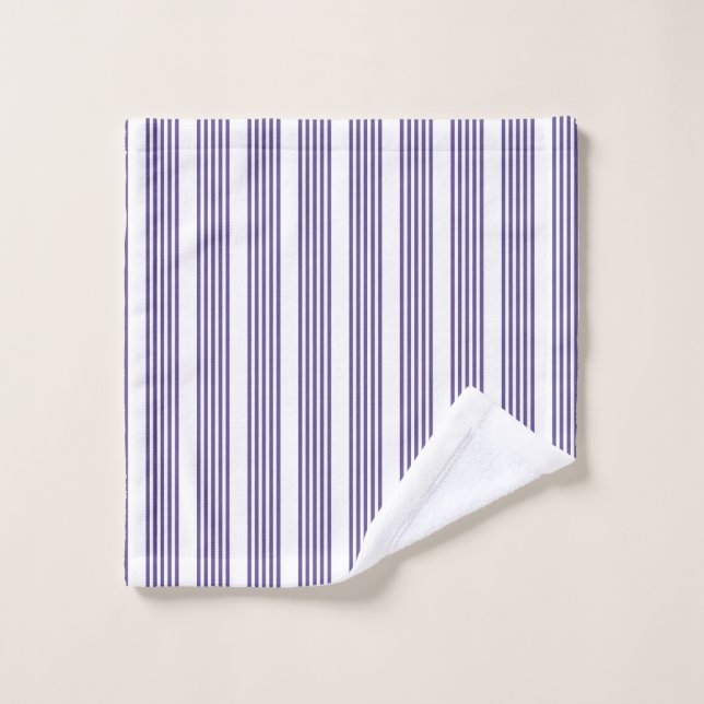 Ultra violet and white five stripe pattern wash cloth (Wash Cloth)