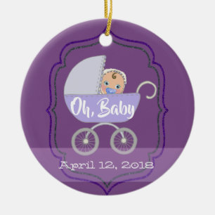 Ultra Violet Baby Birth Stats Ceramic Ornament