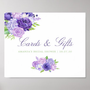 Ultra Violet Bridal Shower Cards and Gifts Sign