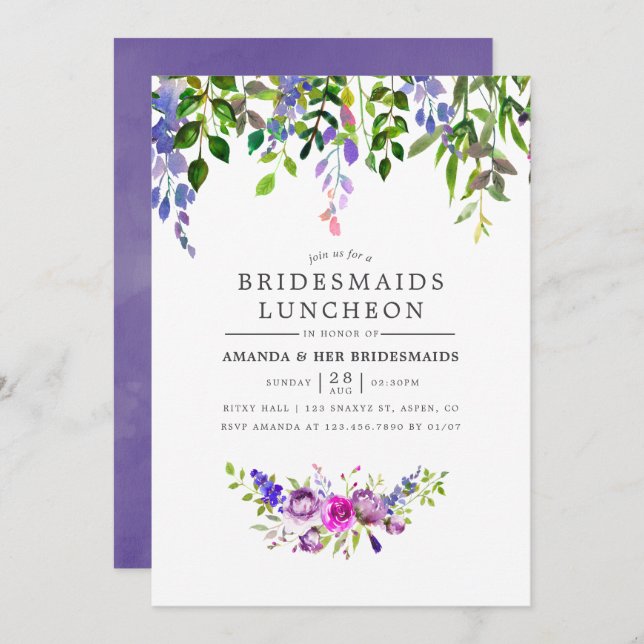 Ultra Violet Bridesmaids Luncheon Invitation (Front/Back)