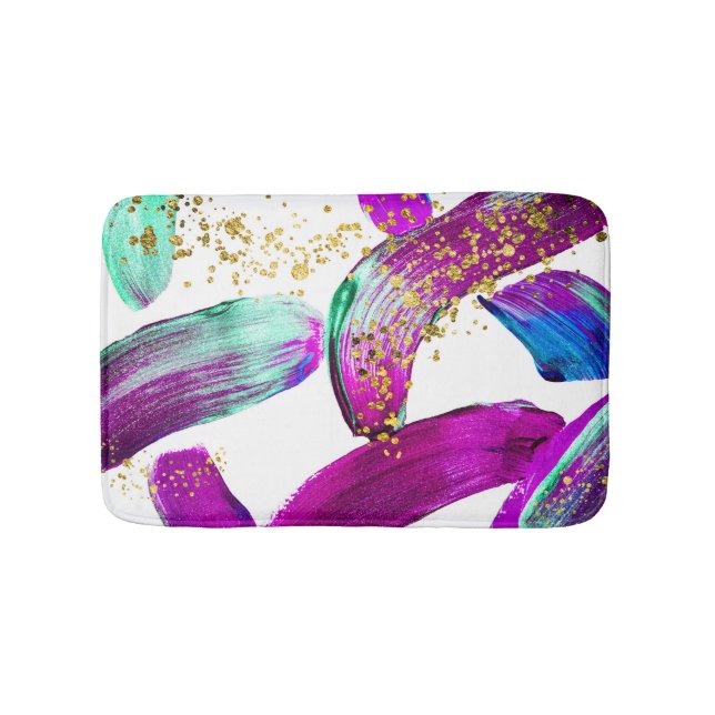 Ultra Violet Brush: Abstract Art Bath Mat (Front)