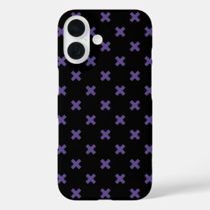 Ultra violet cross stitches on black iPhone 16 case