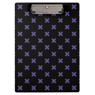 Ultra violet cross stitches on black clipboard
