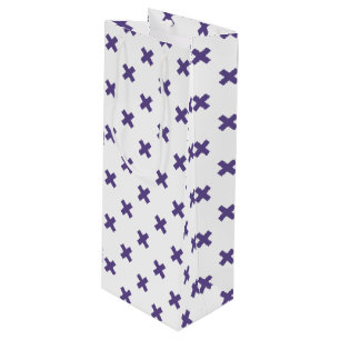Ultra violet cross stitches on white wine gift bag