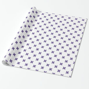 Ultra violet cross stitches on white wrapping paper
