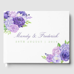 Ultra Violet Floral Watercolor Floral Wedding Guest Book