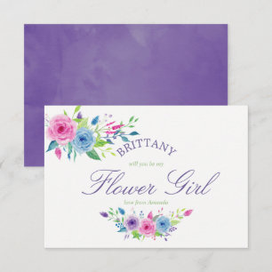 Ultra Violet Floral Will You Be My Flower Girl Invitation