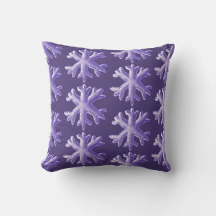 Ultra Violet Fluffy Snowflake Pattern Cushion