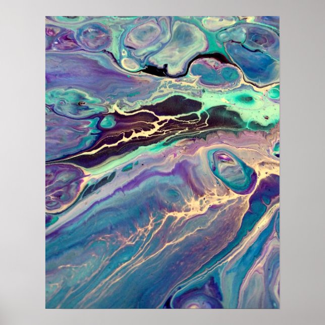 Ultra Violet  Fluid Marble Acrylic Art Abstract Poster (Front)