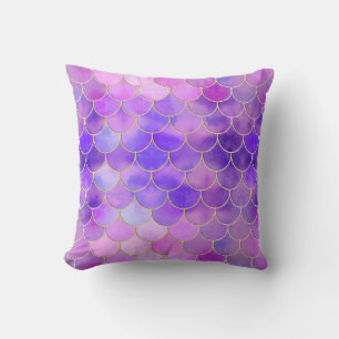 Ultra Violet & Gold Mermaid Scale Pattern Cushion