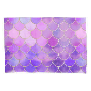Ultra Violet & Gold Mermaid Scale Pattern Pillowcase